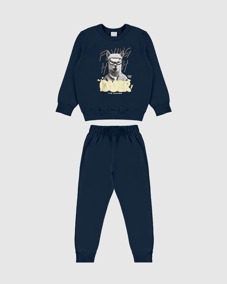 Conjunto Infantil Menino Calça Jogger Em Moletom Flanelado Malwee Kids