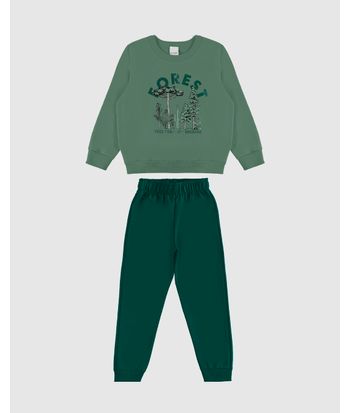 Conjunto Infantil Menino Blusão E Calça Jogger Moletom Flanelado Malwee Kids