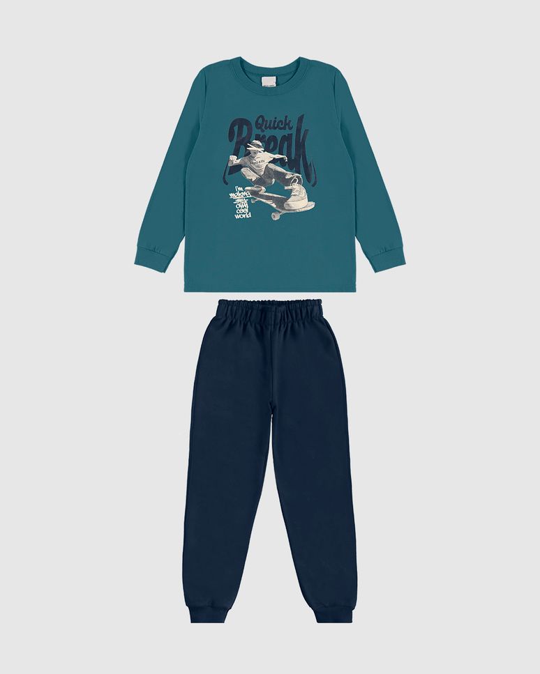 Conjunto Longo Infantil Menino Camiseta Quick Break Malwee Kids