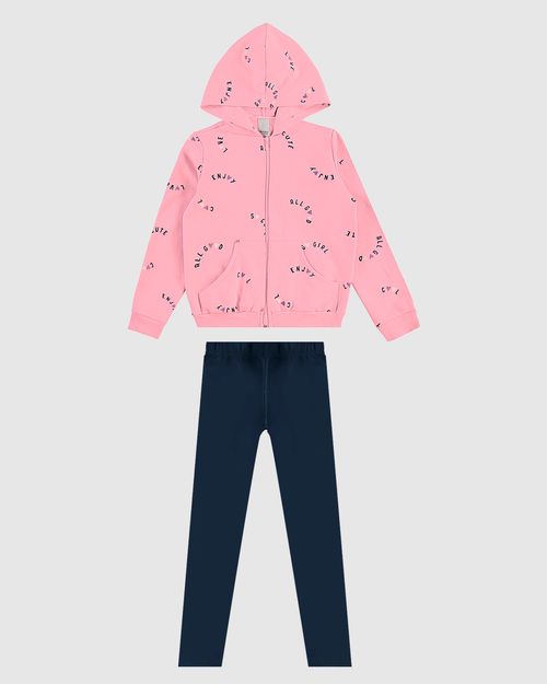 Conjunto Infantil Menina Jaqueta E Legging Em Moletom Flanelado Malwee Kids