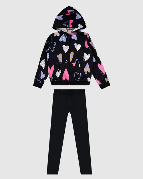 Conjunto Infantil Menina Jaqueta E Legging Em Moletom Flanelado Malwee Kids