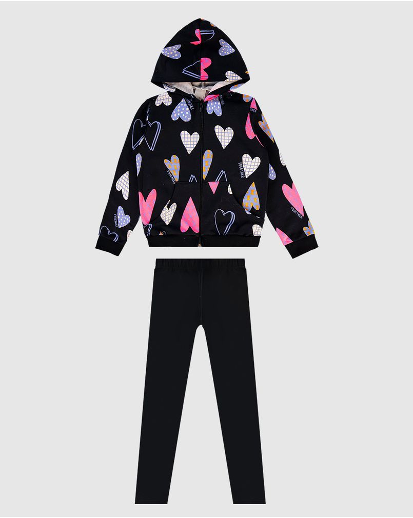 Conjunto Infantil Menina Jaqueta E Legging Em Moletom Malwee Kids