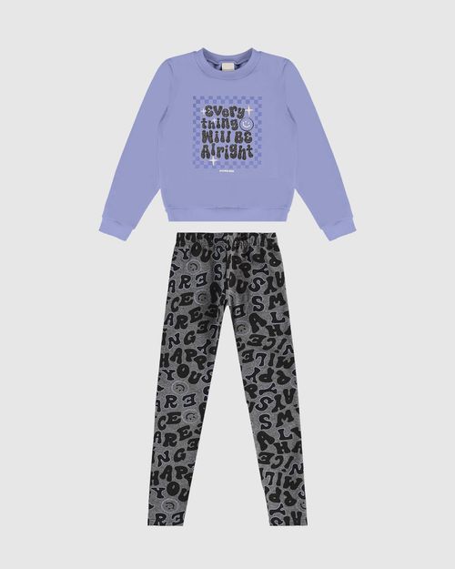 Conjunto Infantil Menina Estampa Lettering Em Moletom Flanelado Malwee Kids