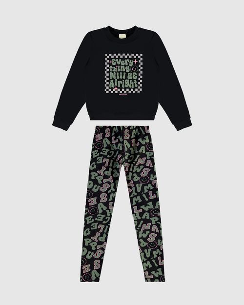 Conjunto Infantil Menina Estampa Lettering Em Moletom Flanelado Malwee Kids