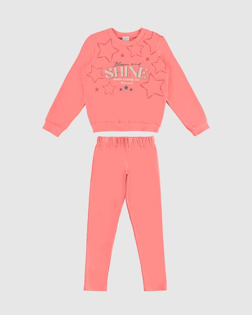Conjunto Infantil Menina Blusão E Legging Em Moletom Flanelado Malwee Kids