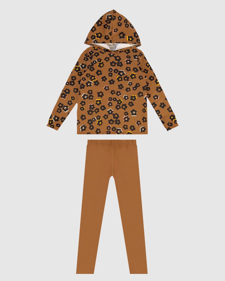 Conjunto Infantil Menina Blusão Com Capuz Em Moletom Flanelado Malwee Kids