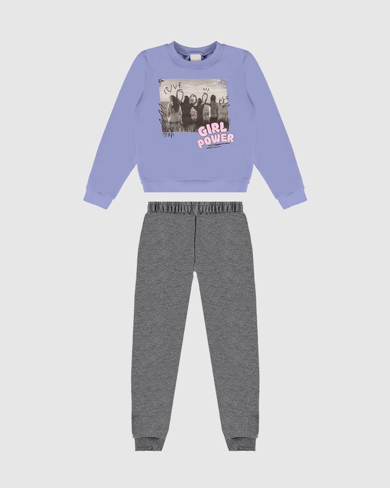 Conjunto Infantil Menina Blusão Girl Power Em Moletom Flanelado Malwee Kids