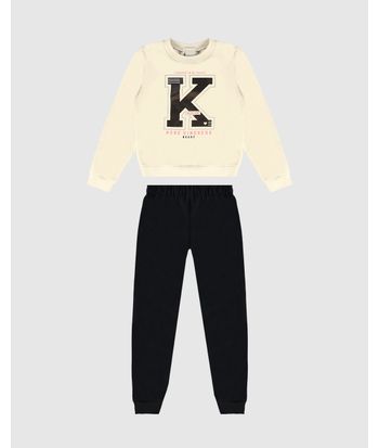 Conjunto Infantil Menina Blusão Com Estampa Em Moletom Flanelado Malwee Kids