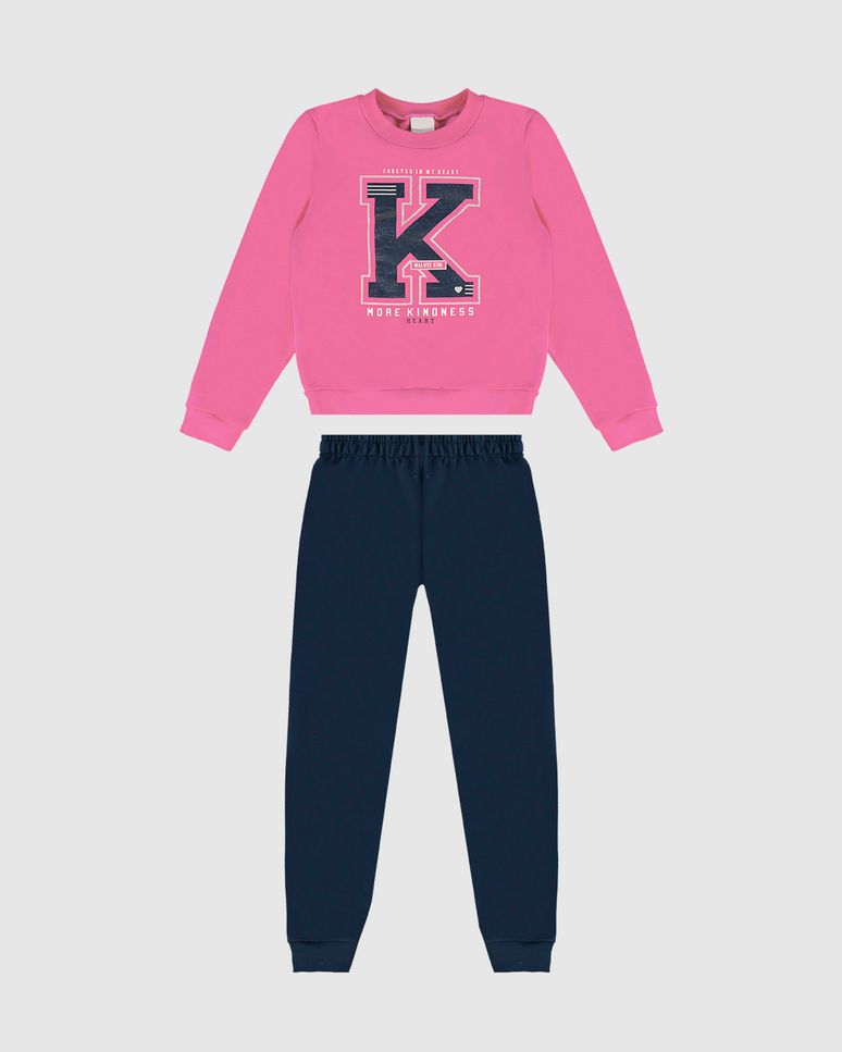 Conjunto Infantil Menina Blusão Com Estampa Em Moletom Flanelado Malwee Kids