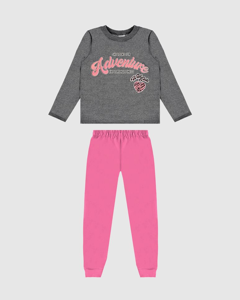 Conjunto Longo Infantil Menina Adventure Em Moletom Flanelado Malwee Kids