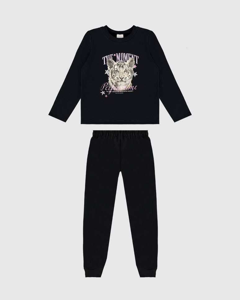 Conjunto Longo Infantil Menina Perfect Time Em Moletom Flanelado Malwee Kids