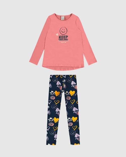 Conjunto Longo Infantil Menina Keep Smiling Em Algodão Malwee Kids
