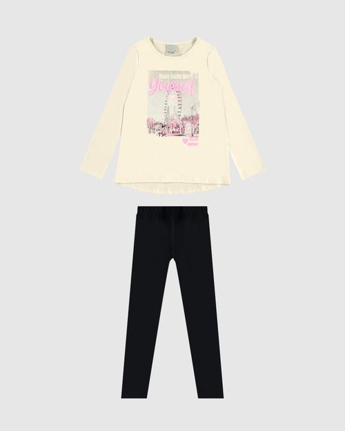 Conjunto Longo Infantil Menina Take Care Of Yourself Em Algodão Malwee Kids