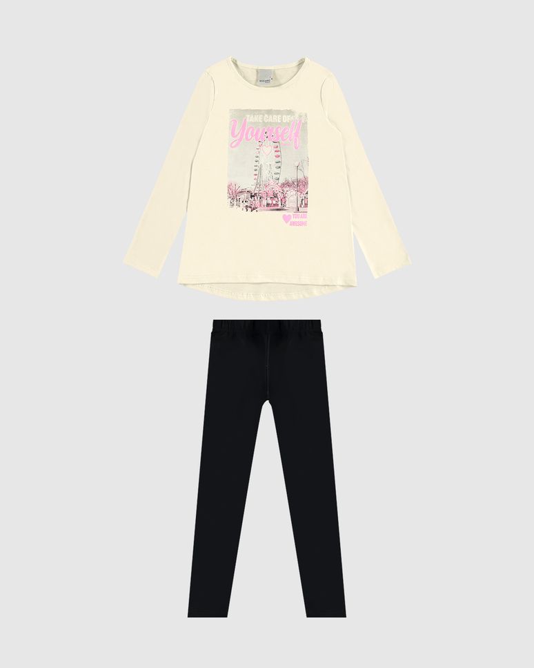 Conjunto Longo Infantil Menina Take Care Of Yourself Em Algodão Malwee Kids