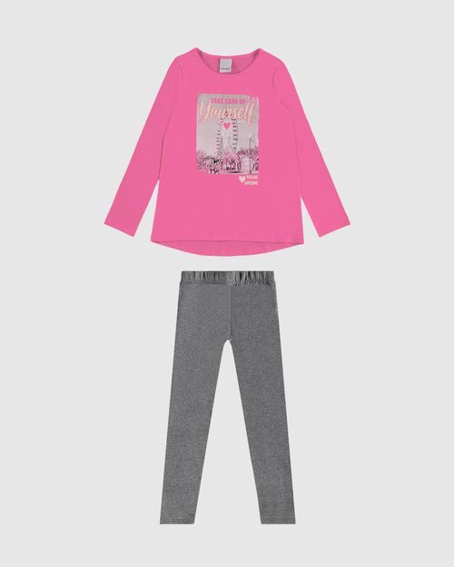 Conjunto Longo Infantil Menina Take Care Of Yourself Em Algodão Malwee Kids