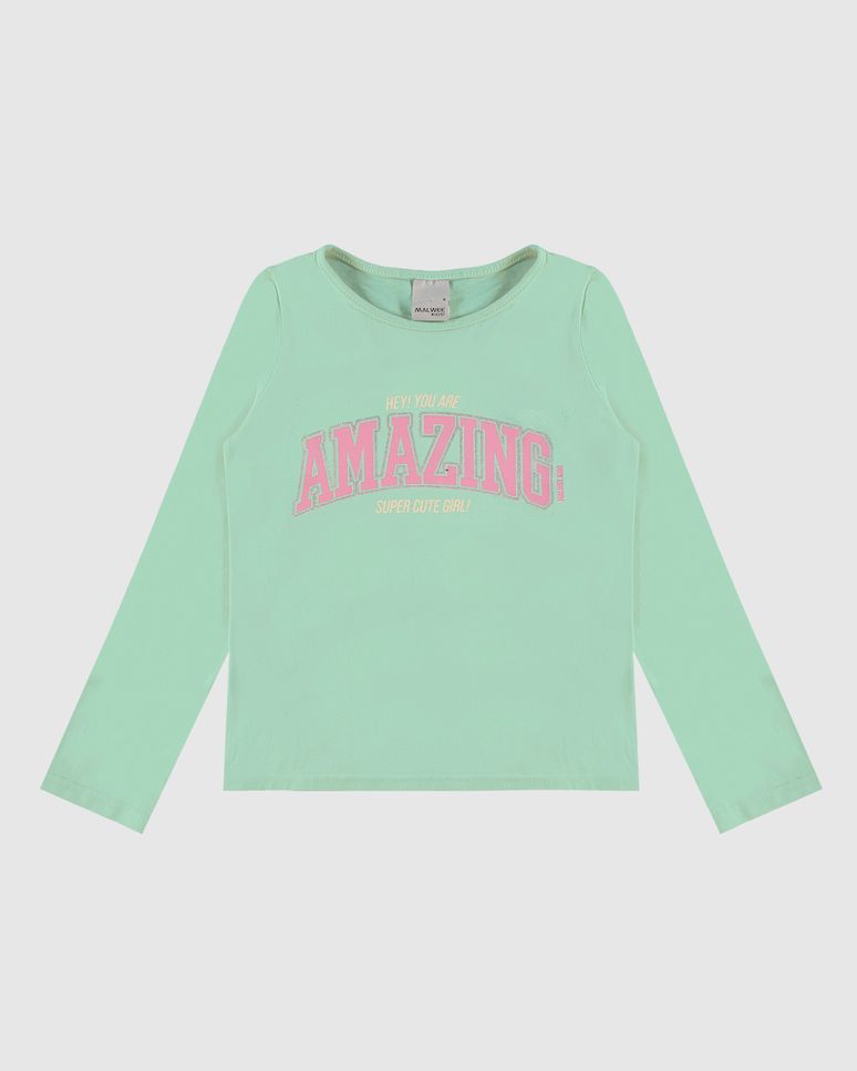 Blusa Infantil Menina Manga Longa Amazing Em Algodão Malwee Kids