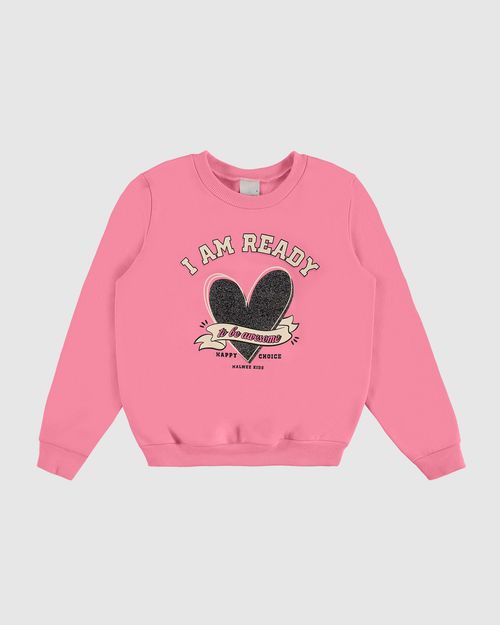 Blusão Infantil Menina I Am Ready Em Moletom Flanelado Malwee Kids