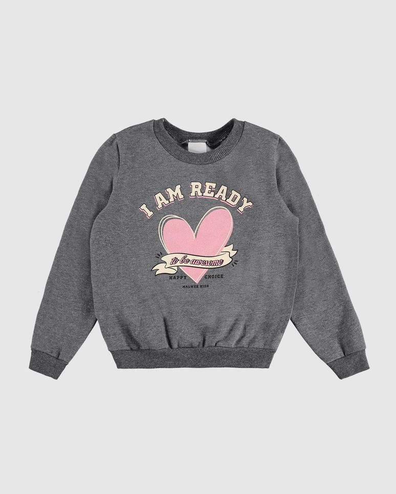 Blusão Infantil Menina I Am Ready Em Moletom Flanelado Malwee Kids