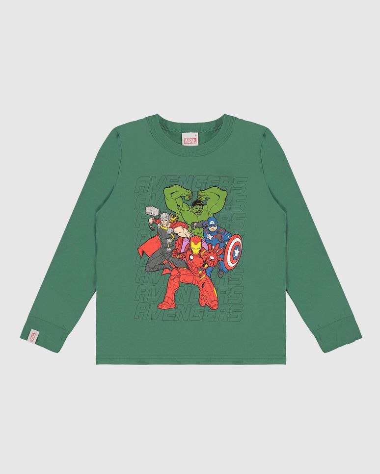 Camiseta Infantil Menino Manga Longa Estampa Avengers Em Algodão Malwee Kids