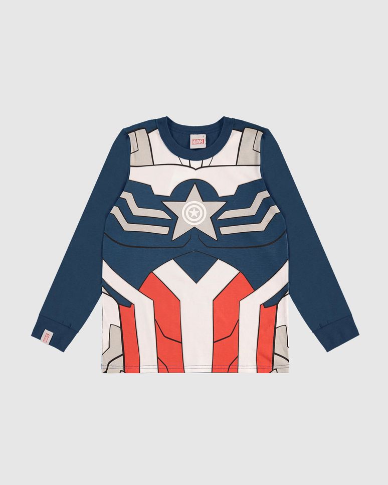Camiseta Infantil Menino Manga Longa Avengers Em Algodão Malwee Kids