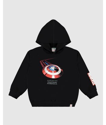 Blusão Infantil Menino Com Capuz Avengers Em Moletom Flanelado Malwee Kids