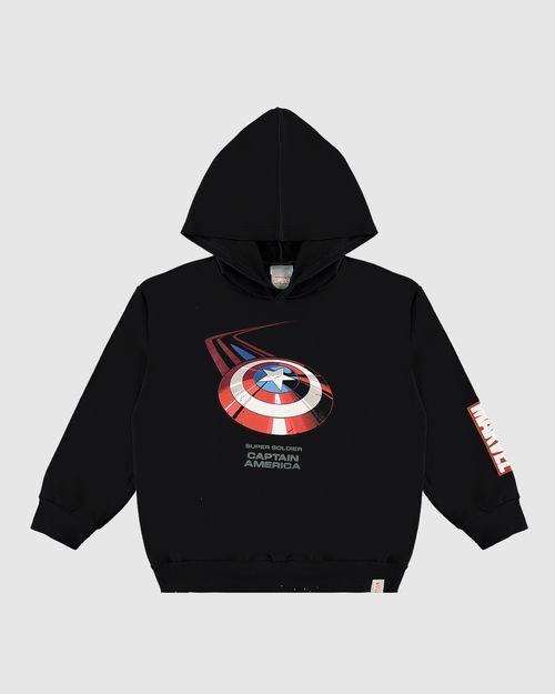 Blusão Infantil Menino Com Capuz Avengers Em Moletom Flanelado Malwee Kids