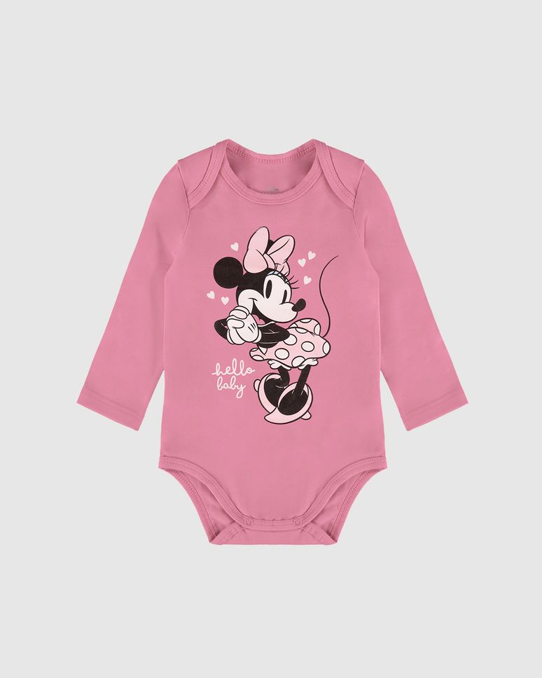 Body Bebê Menina Hello Baby Minnie Mickey Disney Em Algodão Malwee Kids