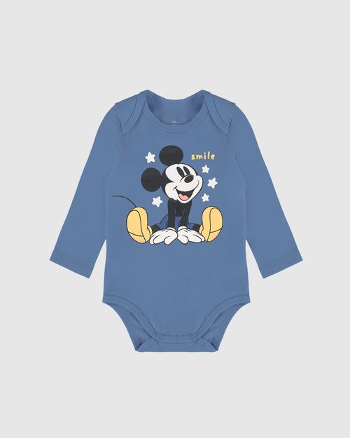 Body Bebê Unissex Smile Mickey Disney Em Algodão Malwee Kids