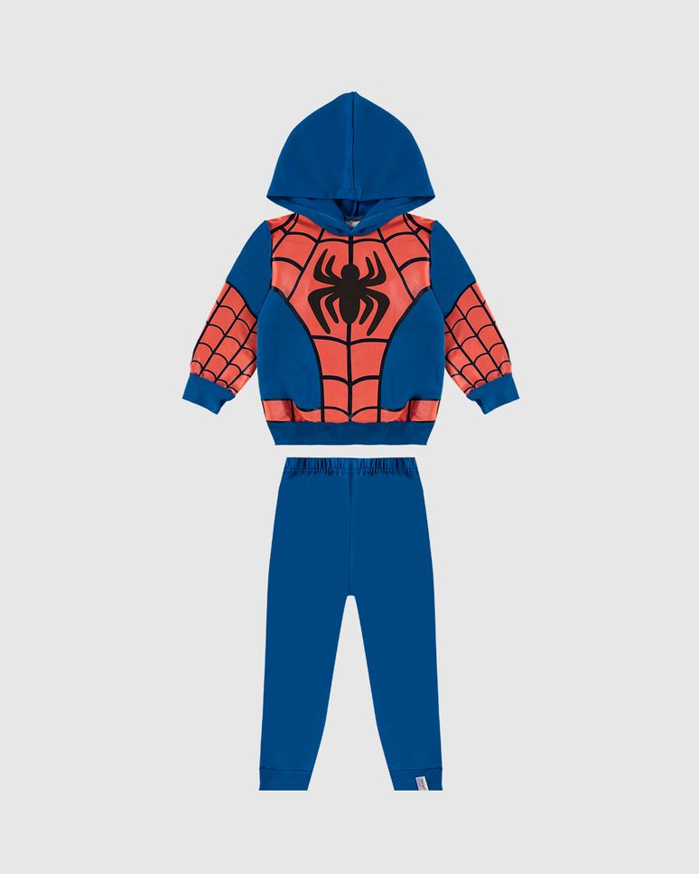 Conjunto Infantil Menino Blusão Com Capuz Homem-Aranha Moletom Malwee Kids