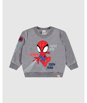 Blusão Infantil Menino Homem-Aranha Super Hero Moletom Flanelado Malwee Kids
