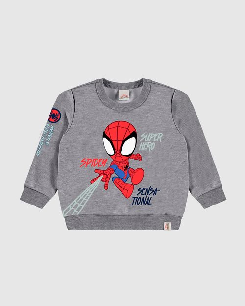 Blusão Infantil Menino Homem-Aranha Super Hero Moletom Flanelado Malwee Kids