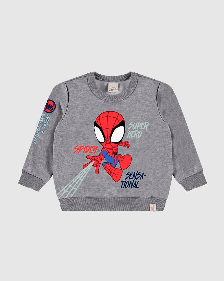 Blusão Infantil Menino Homem-Aranha Super Hero Moletom Flanelado Malwee Kids