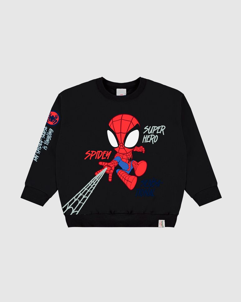 Blusão Infantil Menino Homem-Aranha Super Hero Moletom Flanelado Malwee Kids