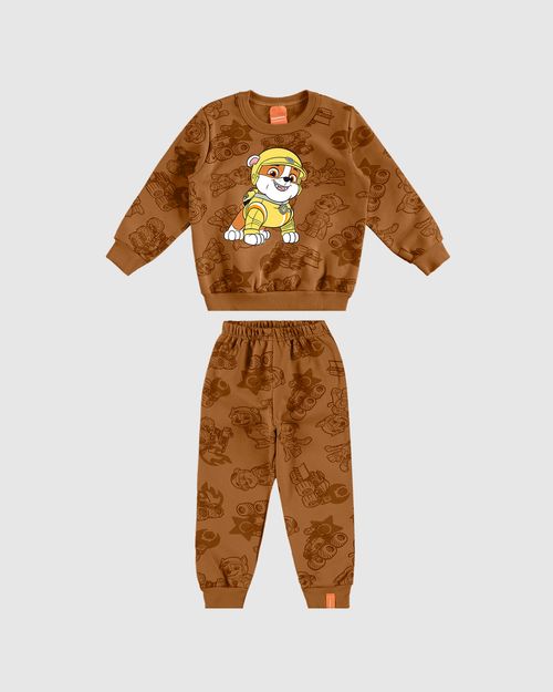 Conjunto Longo Infantil Menino Blusão Patrulha Canina Em Moletom Malwee Kids