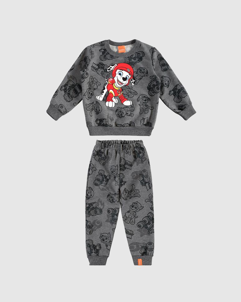 Conjunto Longo Infantil Menino Blusão Patrulha Canina Em Moletom Malwee Kids