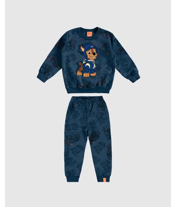 Conjunto Longo Infantil Menino Blusão Patrulha Canina Em Moletom Malwee Kids
