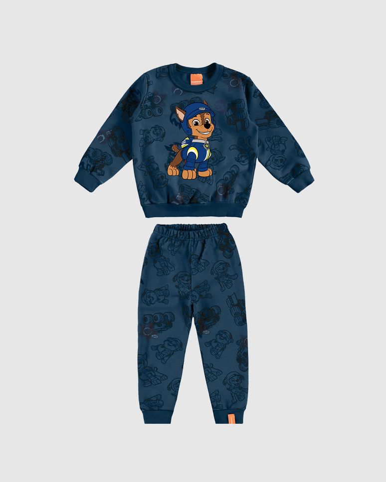 Conjunto Longo Infantil Menino Blusão Patrulha Canina Em Moletom Malwee Kids