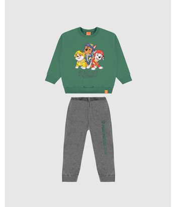 Conjunto Longo Infantil Menino Patrulha Canina Em Moletom Malwee Kids