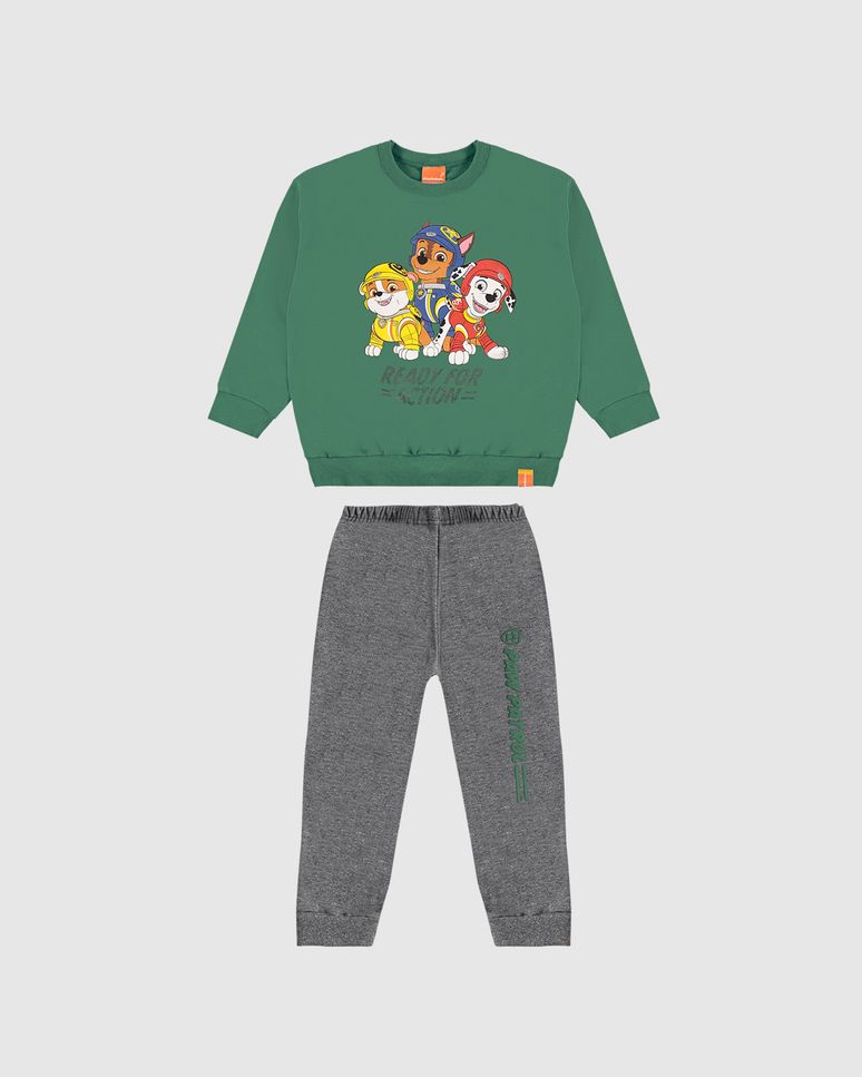 Conjunto Longo Infantil Menino Patrulha Canina Em Moletom Malwee Kids