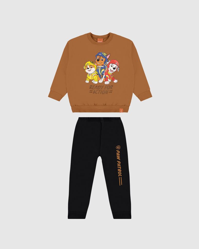 Conjunto Longo Infantil Menino Patrulha Canina Em Moletom Malwee Kids