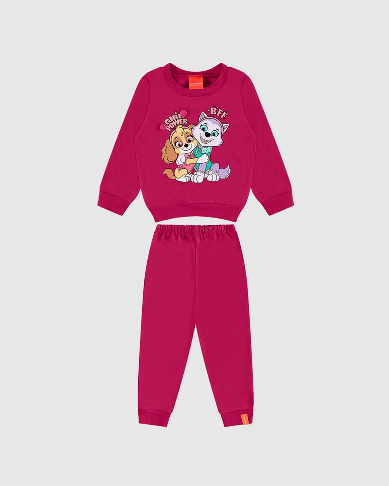 Conjunto Infantil Menina Aplique Pompom Patrulha Canina Moletom Malwee Kids