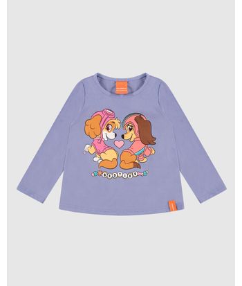Blusa Infantil Menina Manga Longa Patrulha Canina Em Algodão Malwee Kids