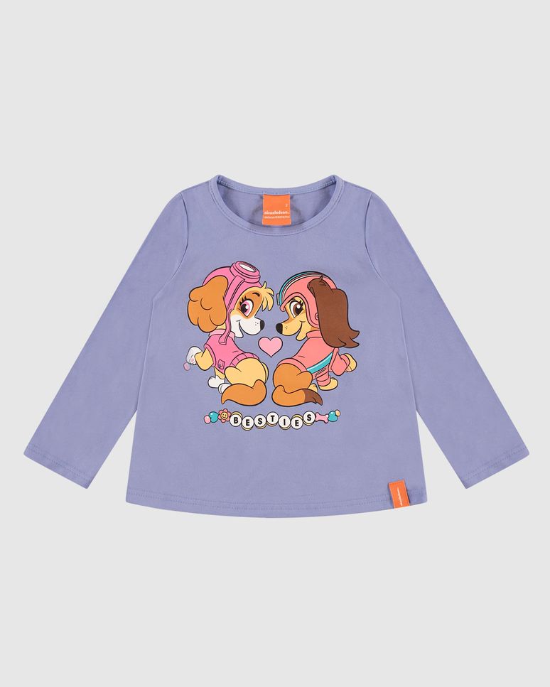 Blusa Infantil Menina Manga Longa Patrulha Canina Em Algodão Malwee Kids