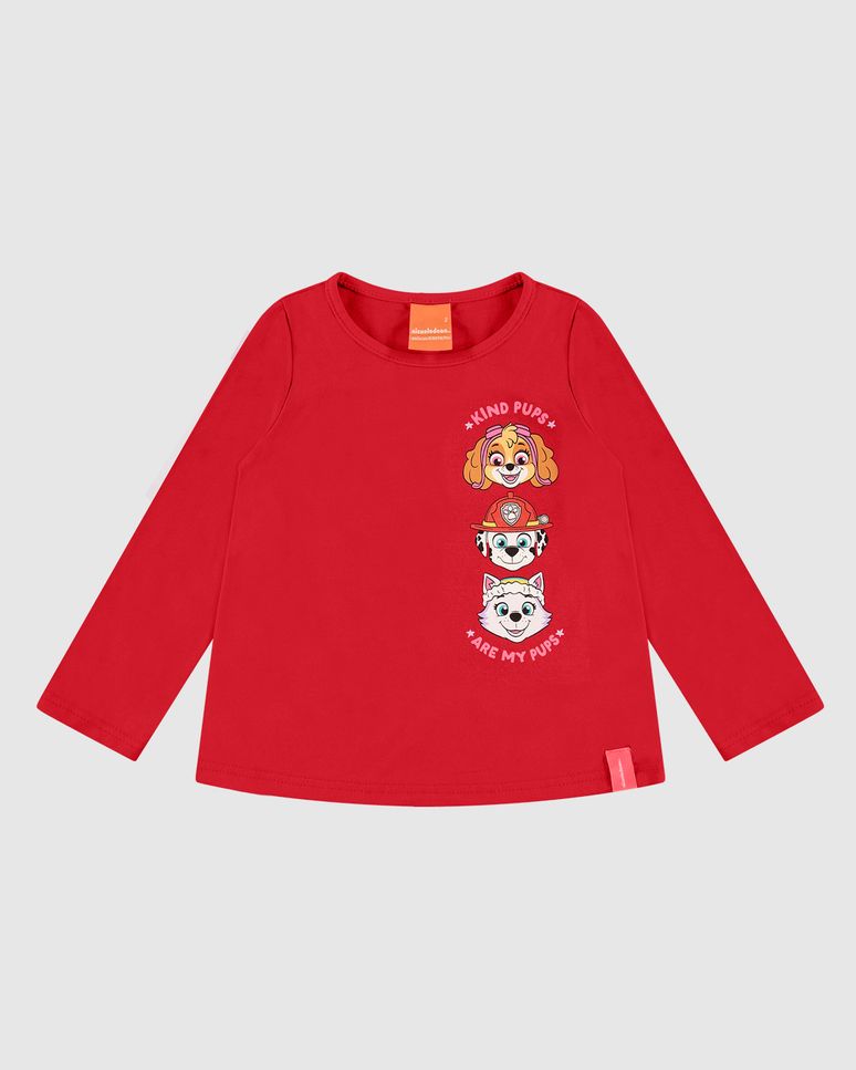 Blusa Infantil Menina Manga Longa Patrulha Canina Em Algodão Malwee Kids