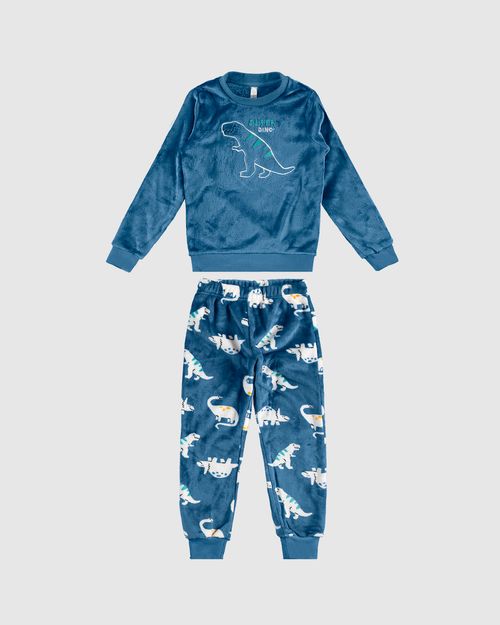 Pijama Longo Infantil Menino Super Dino! Em Fleece Malwee Kids