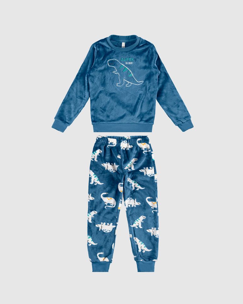 Pijama Longo Infantil Menino Super Dino! Em Fleece Malwee Kids