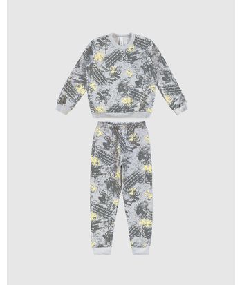 Pijama Longo Infantil Menino Estampado Em Moletom Flanelado Malwee Kids
