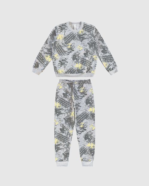 Pijama Longo Infantil Menino Estampado Em Moletom Flanelado Malwee Kids