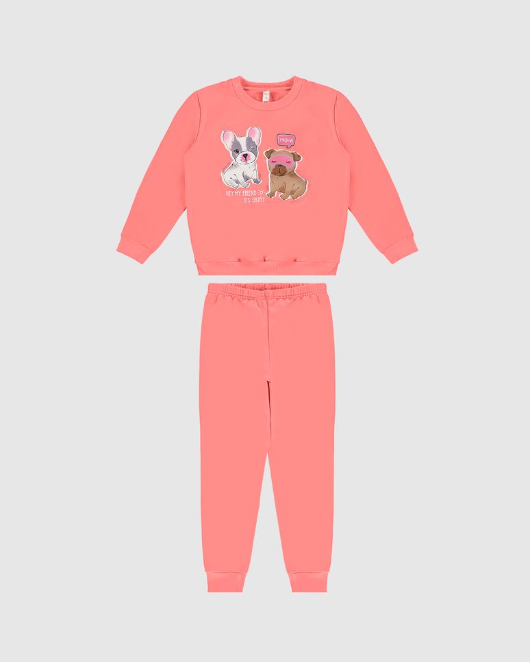 Pijama Longo Infantil Menina Hey My Friend Em Moletom Flanelado Malwee Kids