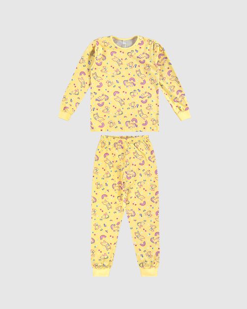 Pijama Longo Infantil Menina Estampado Em Algodão Malwee Kids
